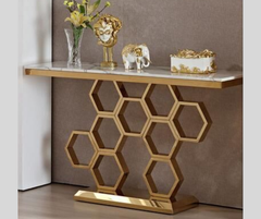 Axio Marble_Glass Top PVD coated Console