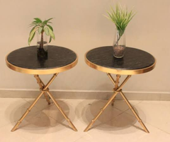 Fusion Marble_Glass Top PVD coated End Tables