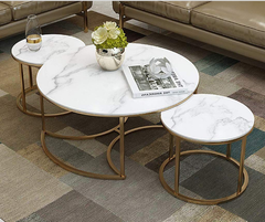 Milan Marble_Glass Top PVD coated Center Table