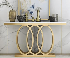 Miro Marble_Glass Top PVD coated Console
