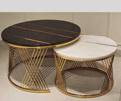 Noble Round Marble_Glass Top PVD coated Center Table