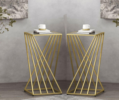 Orbit Marble_Glass Top PVD coated End Tables