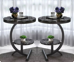 Platinum Marble_Glass Top PVD coated End Tables (2)