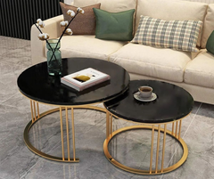 Round Marble_Glass Top PVD Caoted Center Tables
