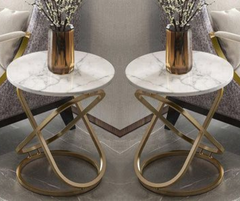 Signature Marble_Glass Top PVD coated End Tables