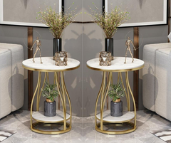 Vertex Marble_Glass Top PVD coated End Tables