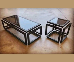 Zic Zac Metal Glass Top Center Table Sets