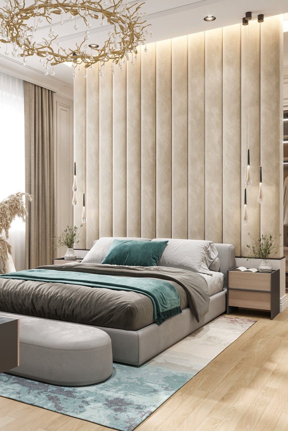 Vera Beige Bed Wall