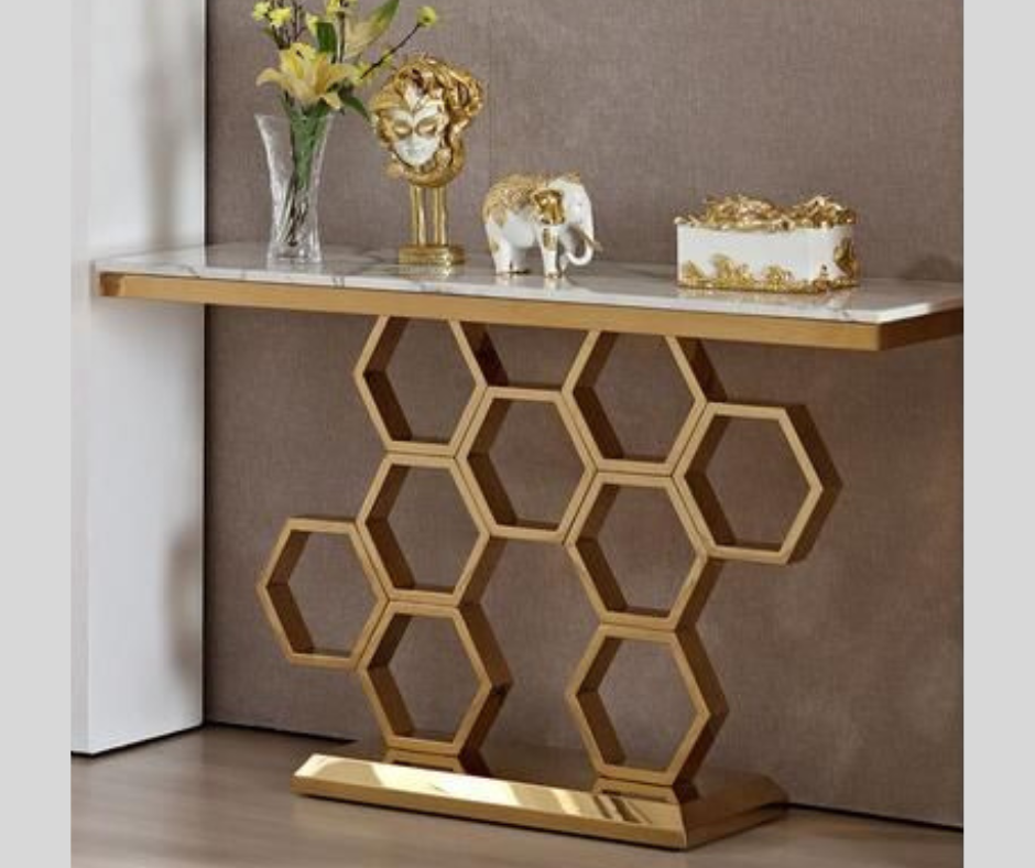Axio Marble_Glass Top PVD coated Console