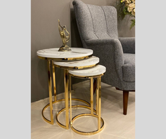 Elegance Nesting Marble_Glass Top PVD coated End Tables
