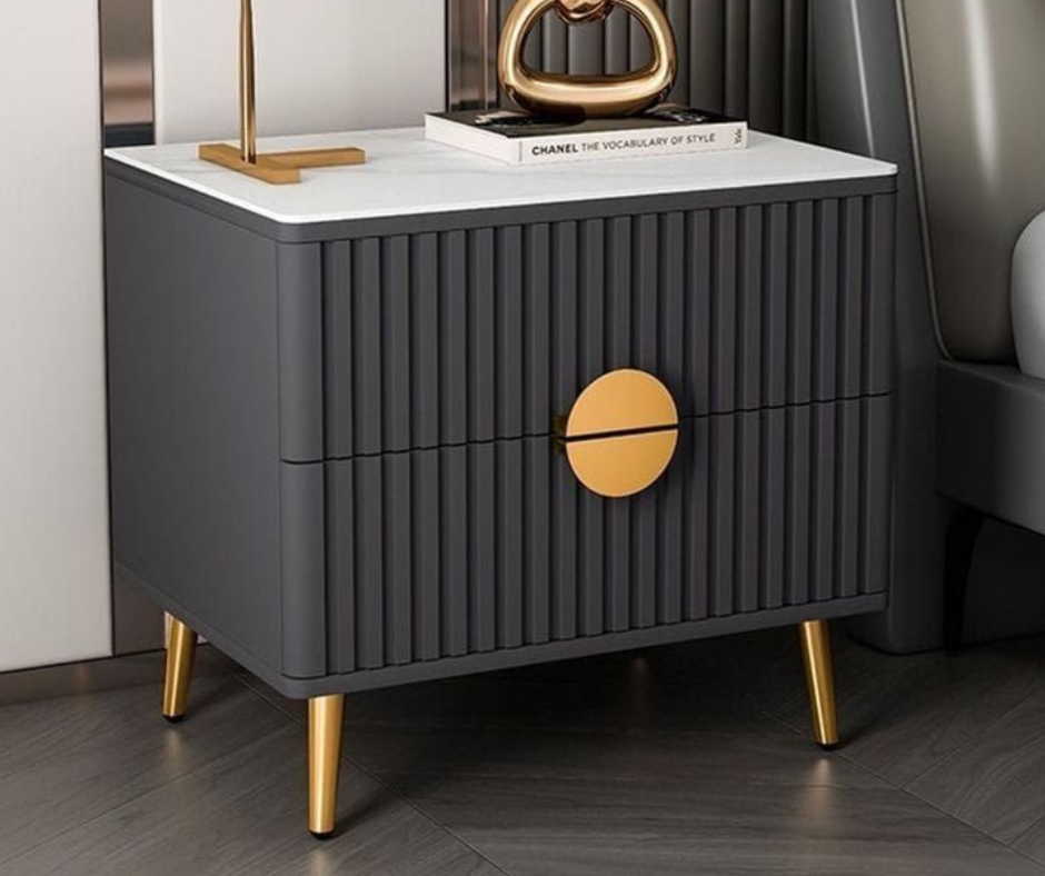 Evo Deco Black Bedside Table