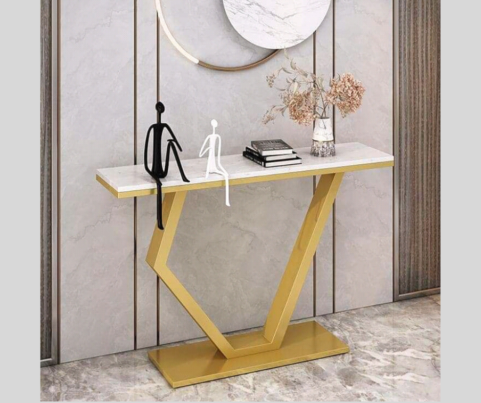 Fyn Marble_Glass Top PVD coated Console
