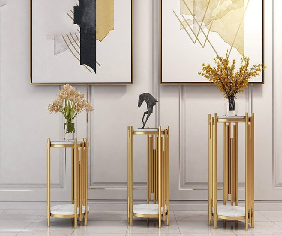 Grace  Nesting Marble_Glass Top PVD coated End Tables