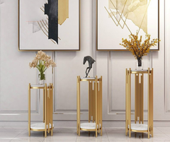 Grace  Nesting Marble_Glass Top PVD coated End Tables