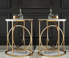 Imperial Marble_Glass Top PVD coated End Tables