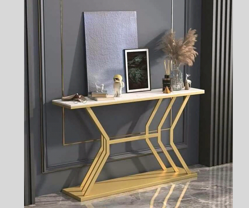 Lira Marble_Glass Top PVD coated Console