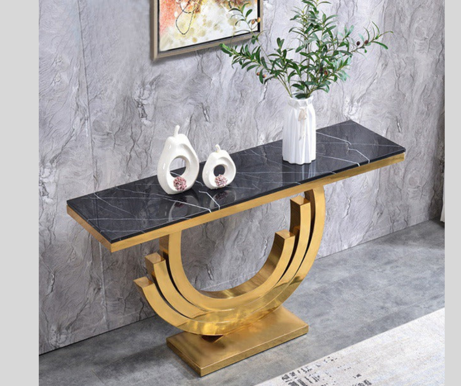 Livo Marble_Glass Top PVD coated Console