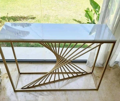 Nira Marble_Glass Top PVD coated Console