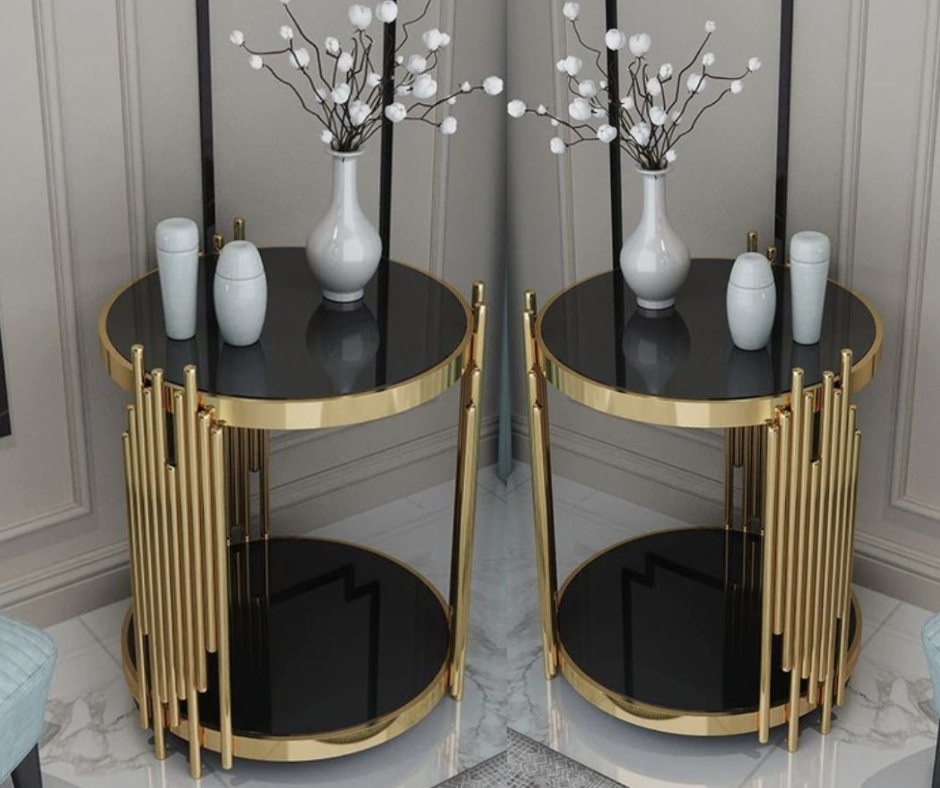 Nova Marble_Glass Top PVD coated End Tables