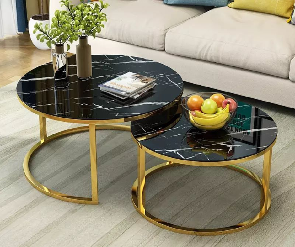 Nova Round Marble_Glass Top PVD coated Center Table