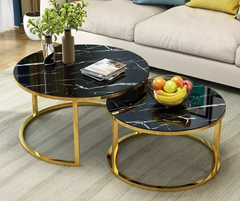 Nova Round Marble_Glass Top PVD coated Center Table