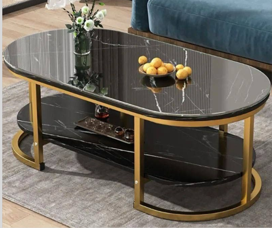 Opal Marble_Glass Top PVD coated Center Table