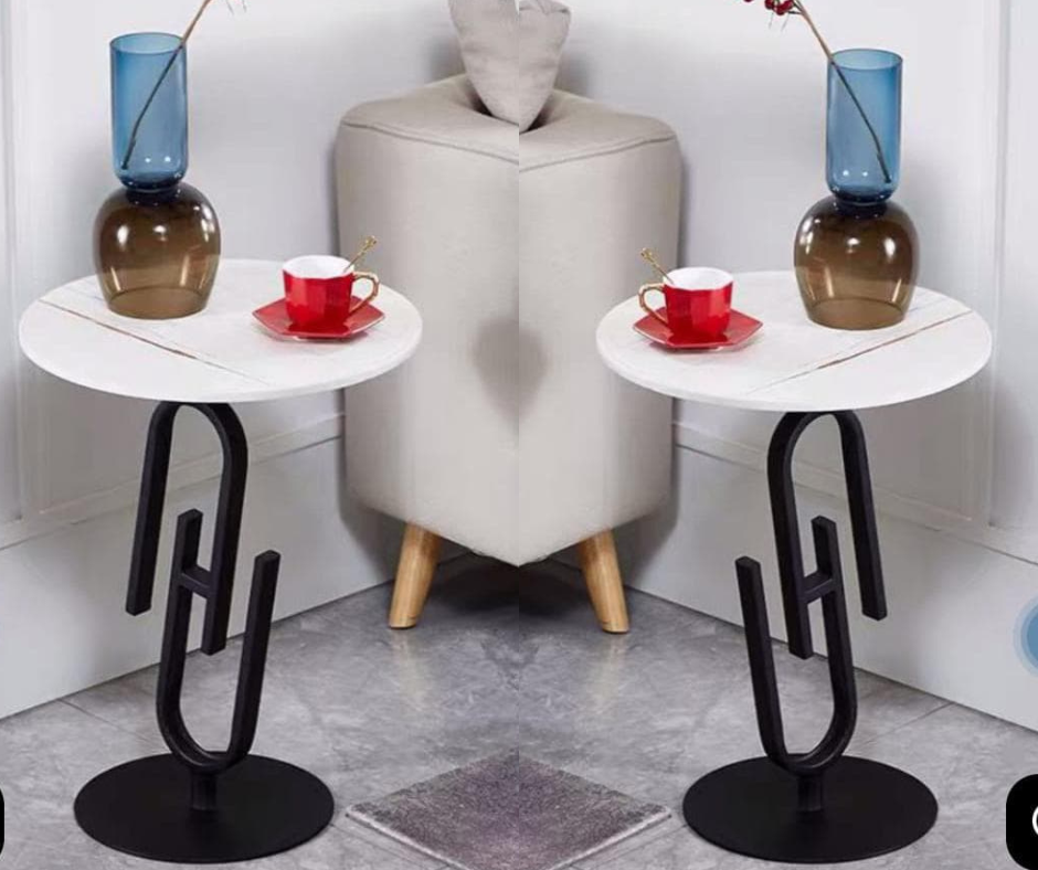 Platinum Marble_Glass Top PVD coated End Tables