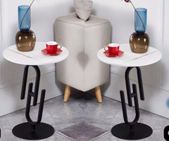 Platinum Marble_Glass Top PVD coated End Tables