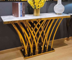 Seraia Marble_Glass Top PVD coated Console