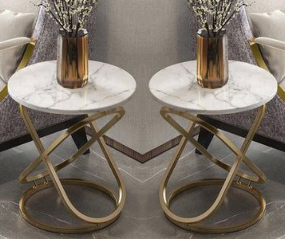 Signature Marble_Glass Top PVD coated End Tables
