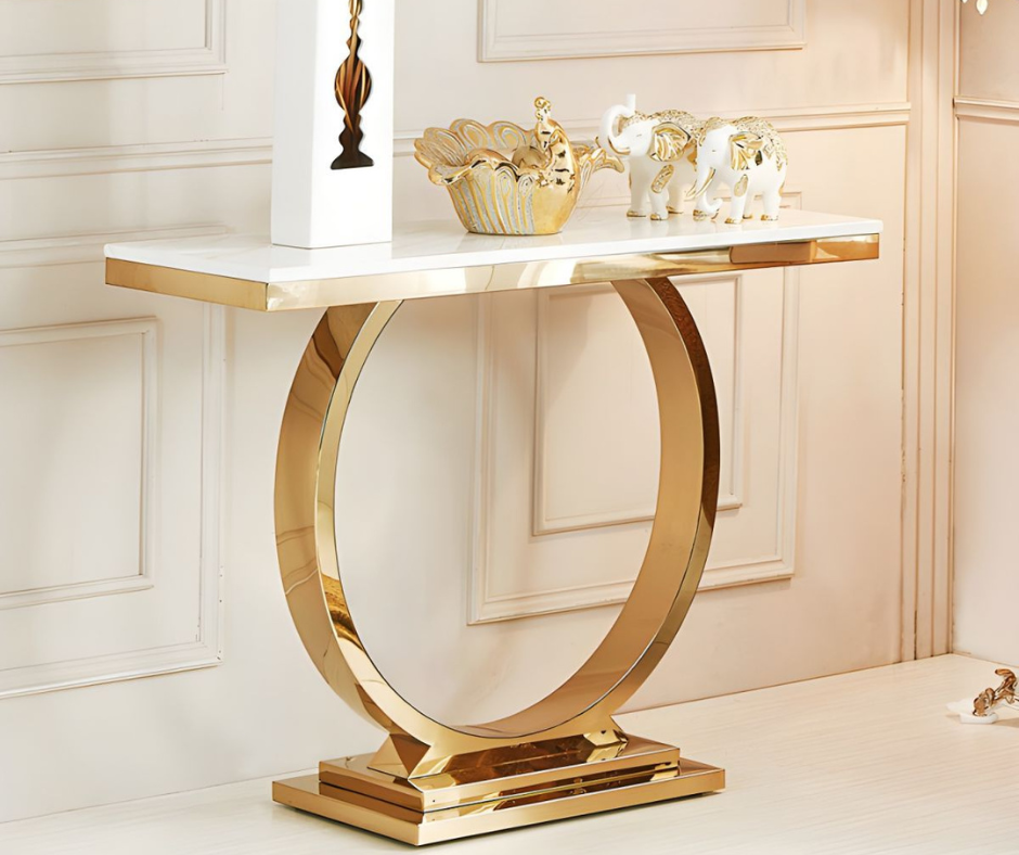 Vero Marble_Glass Top PVD coated Console