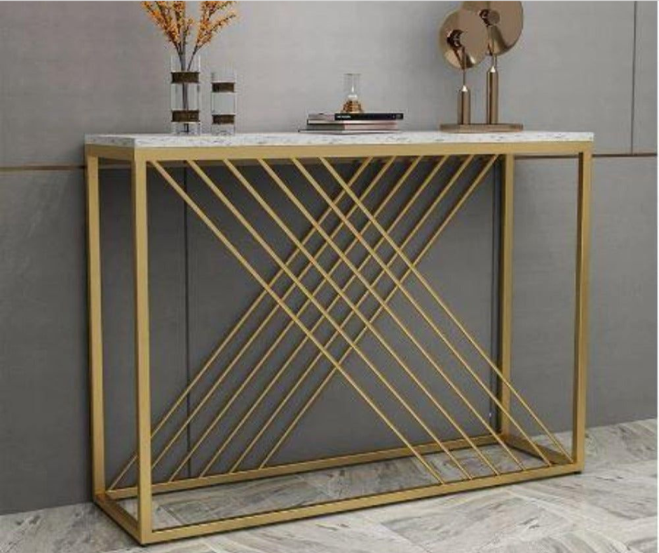Vyna Marble_Glass Top PVD coated Console