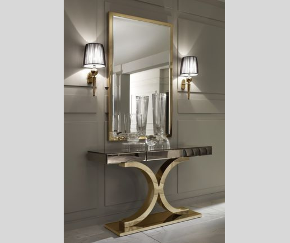 X Marble_Glass Top PVD coated Console