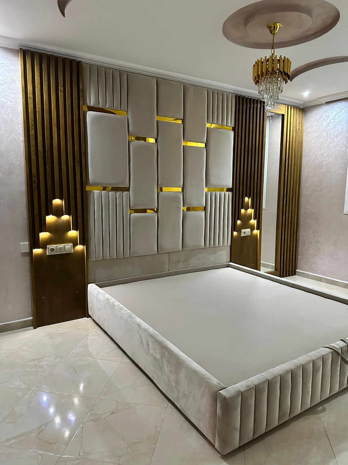 Grey Bed Wall